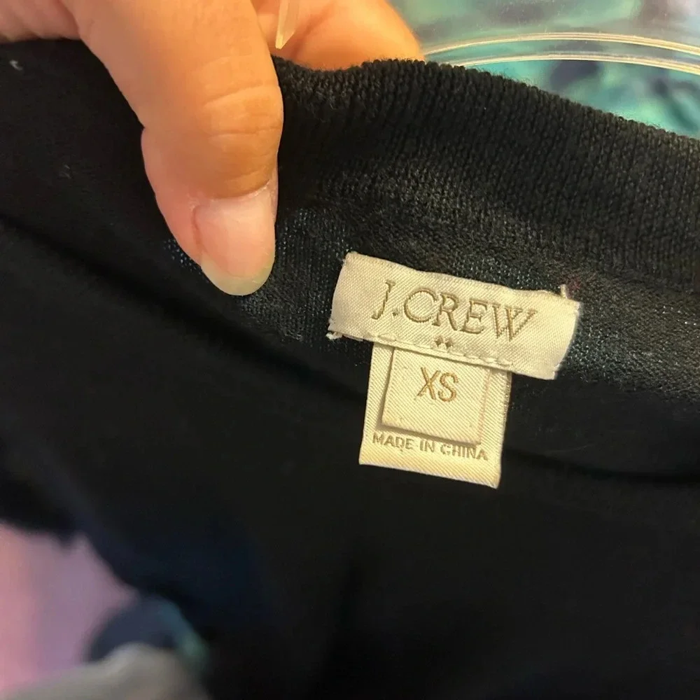 J.Crew Black Merino Wool 3/4 Sleeve Sweater